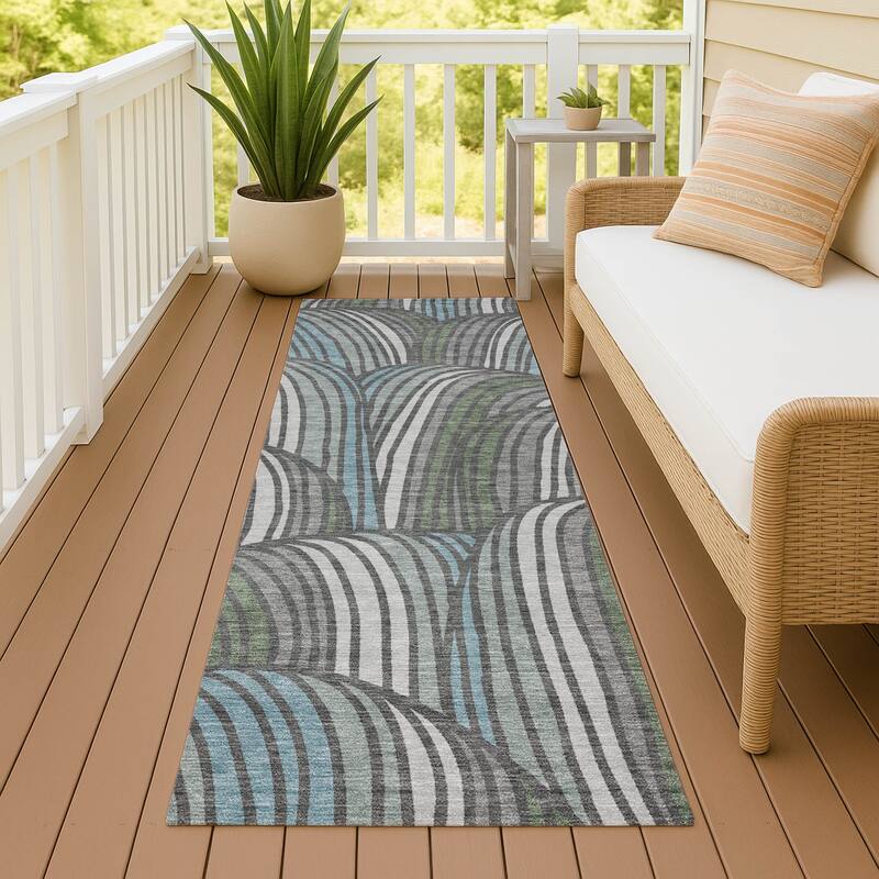 Machine Washable Indoor/ Outdoor Modern Parsons Chantille Rug - Charcoal - 2'3" x 7'6"