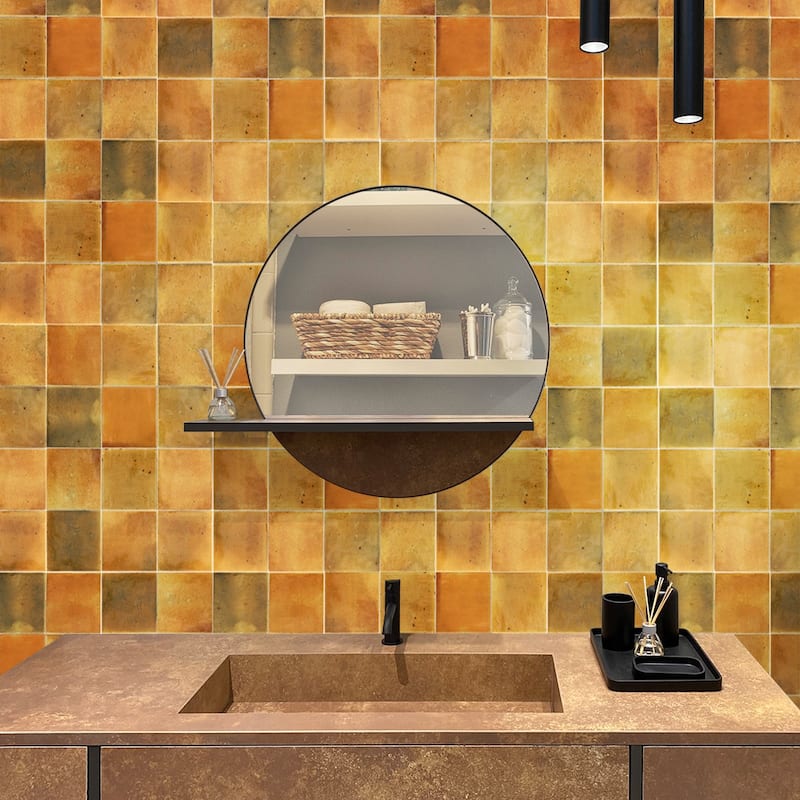 Apollo tile 4" x 4" Antiek Glossy Honey Orange Ceramic Tile (6.48 sq ft/case) - 60 Pack