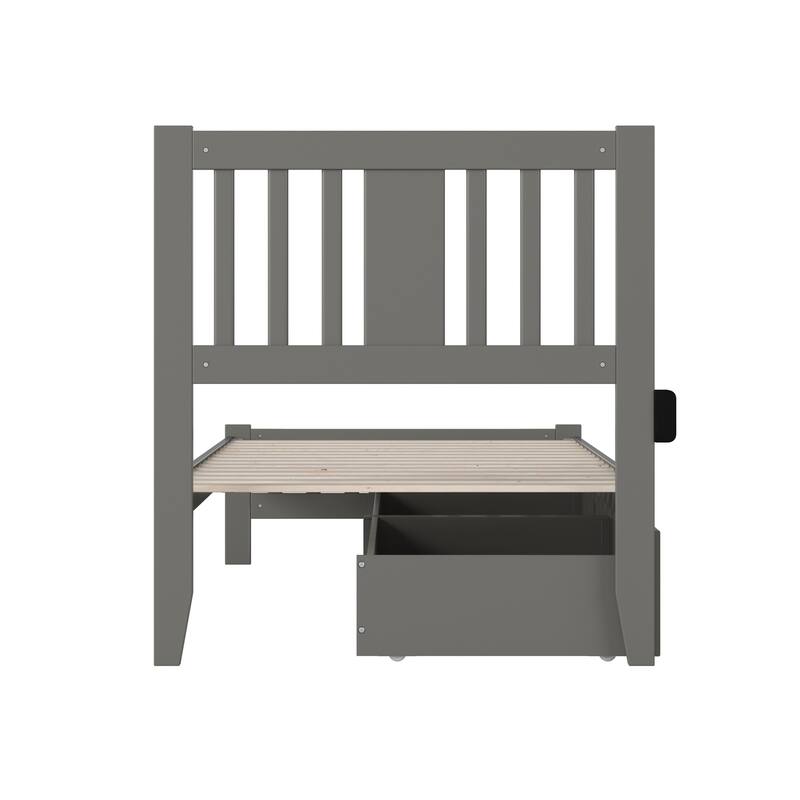 Twin XL Bed with Footboard & Drawers - Grey Bedroom Furniture - HomeStock Island Interiors
