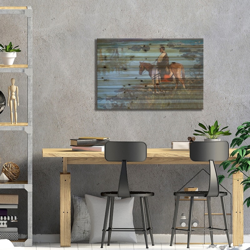 Cool Water Crossing Print On Wood by David Edward Kucera - Multi-Color