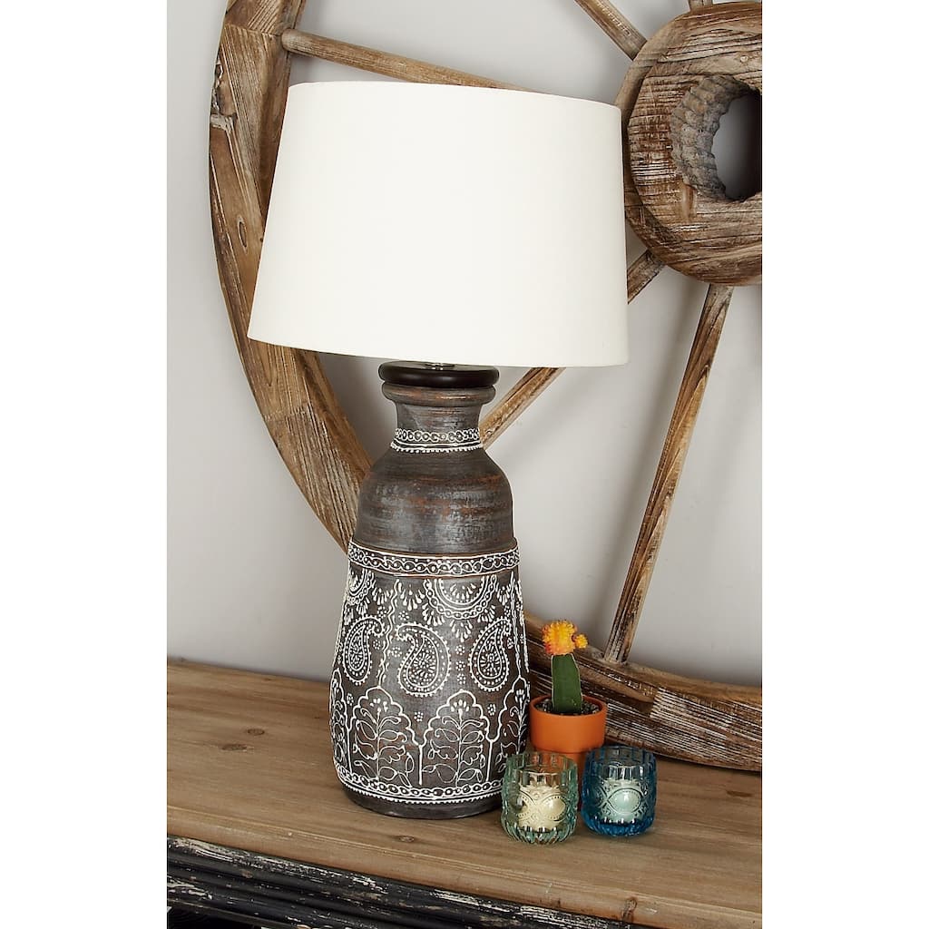 28-inch Brown Terracotta Table Lamp