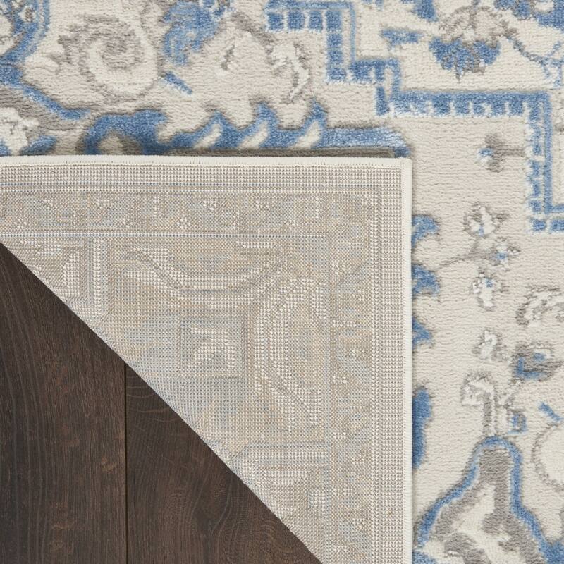 Power Loomed Abstract Floral Traditional Non Skid Stain Resistant Low Pile Area Rug - 90' X '27' X '0.25