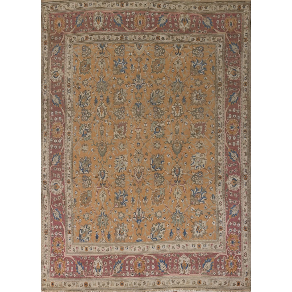 Floral Tabriz Persian Vintage Rug Hand-Knotted Wool Carpet - 8'3" x 11'0"