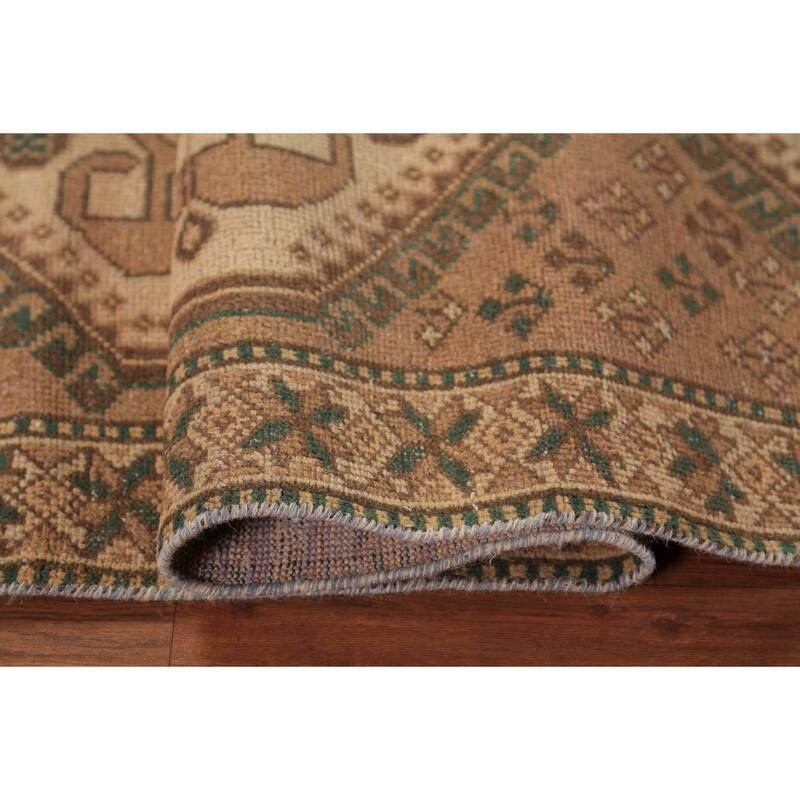 Geometric Bakhtiari Persian Runner Rug Handmade Wool Carpet - 3'4"x 9'6"