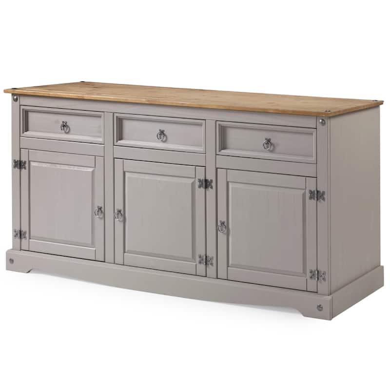 OS Home and Office Furniture Model COR917 Cottage Series Wood Buffet Sideboard in Corona Brown