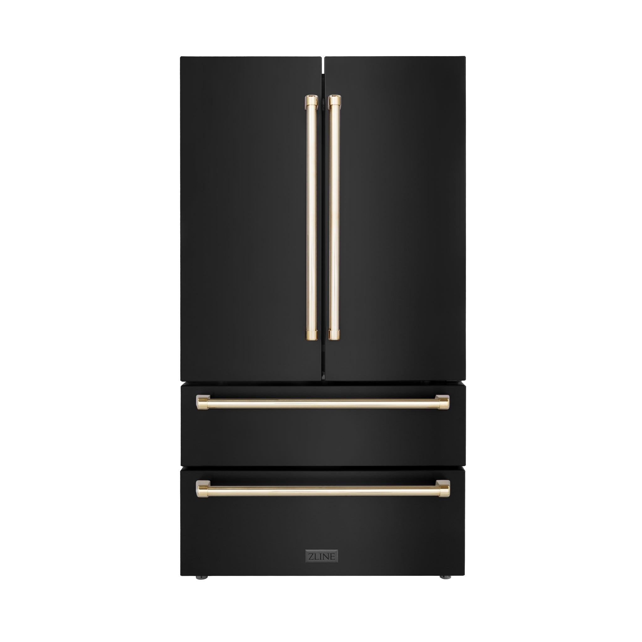Zline Kitchen and Bath ZLINE 36" Autograph Edition Freestanding Refrigerator with Ice Maker in Black Stainless Steel with Accents Option 2