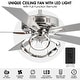 preview thumbnail 11 of 46, 52" Modern Chrome/ Black Indoor Ceiling Fan Light with Remote and 5 Resiversible Blades