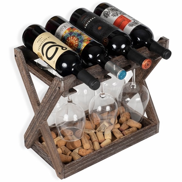 Rustic State Cava Tabletop Wine Rack and Stemware Holder Bed Bath