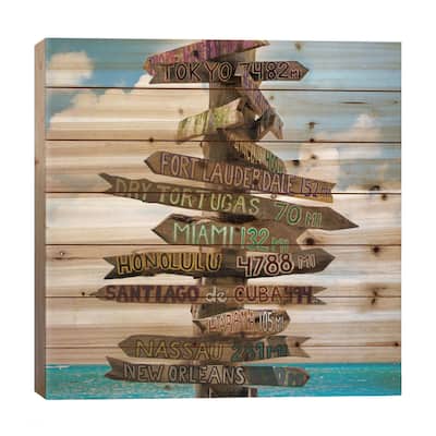 Key West Directional Sign III Print On Wood by Philippe Hugonnard - Multi-Color