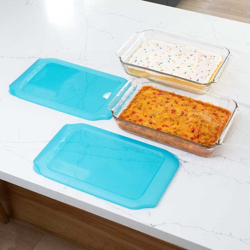 Libbey Bakers Premium 9x13 Rectangle Glass Baking Dish Set of 2 with Lids