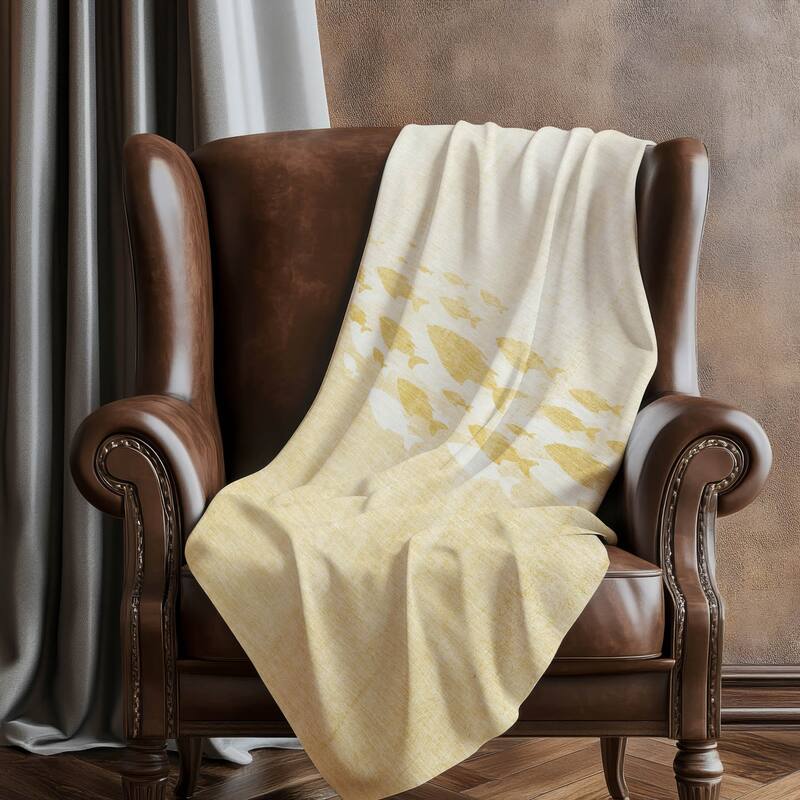 Premium Machine Washable Modern Sea Life Sherpa Throw Blanket