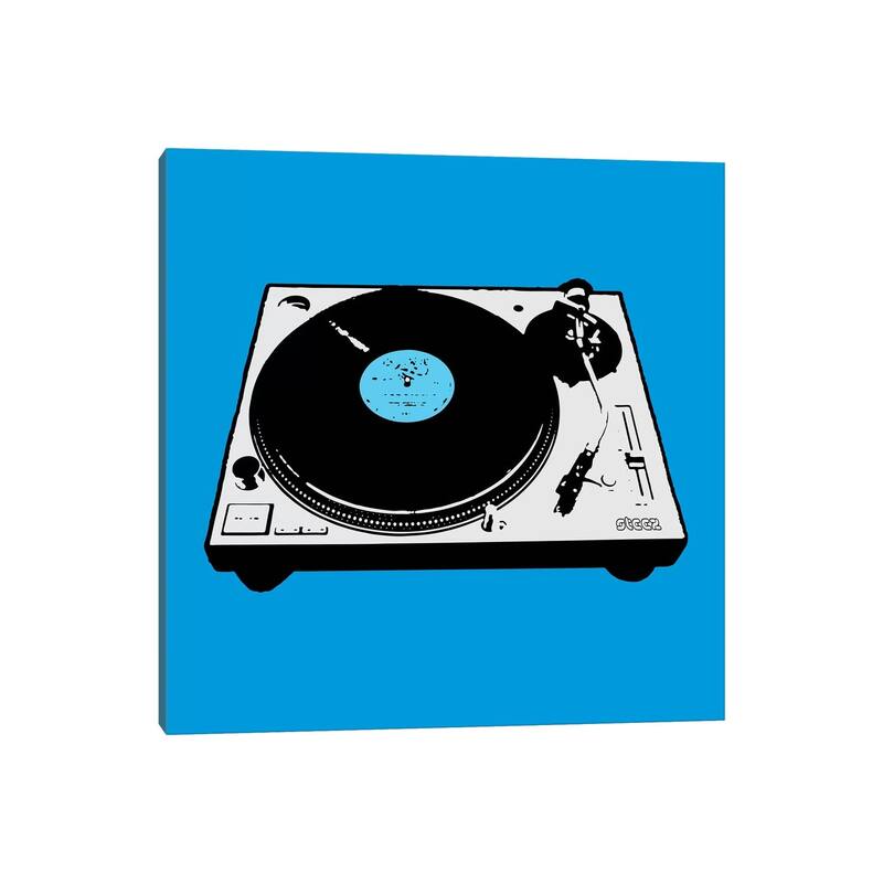 iCanvas "Turntable Blue Poster" by Steez Canvas Print