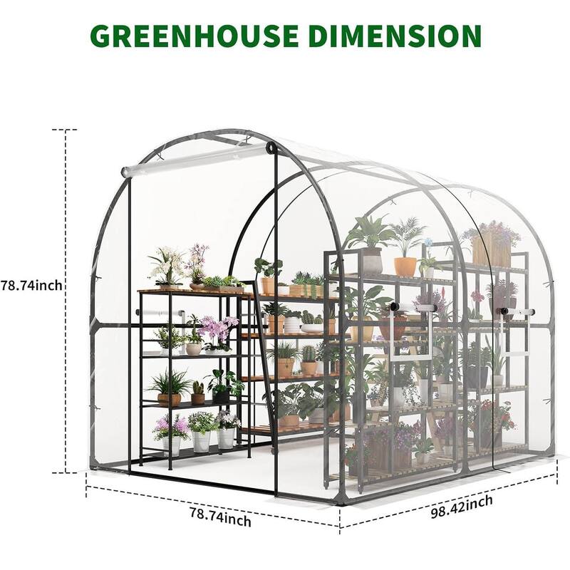 Heavy Duty Walk-in Tunnel Greenhouse Outdoor with Reinforced Frame, White