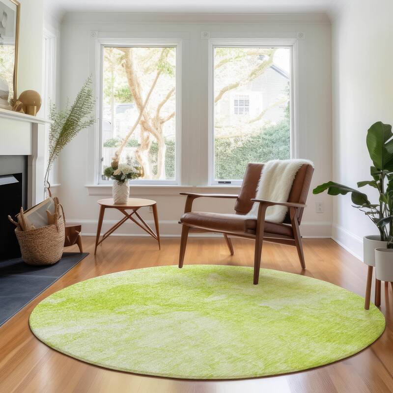 Premium Washable Super Soft Contemporary Marble Mayfield Rug - Aloe - 8' x 8' - Round