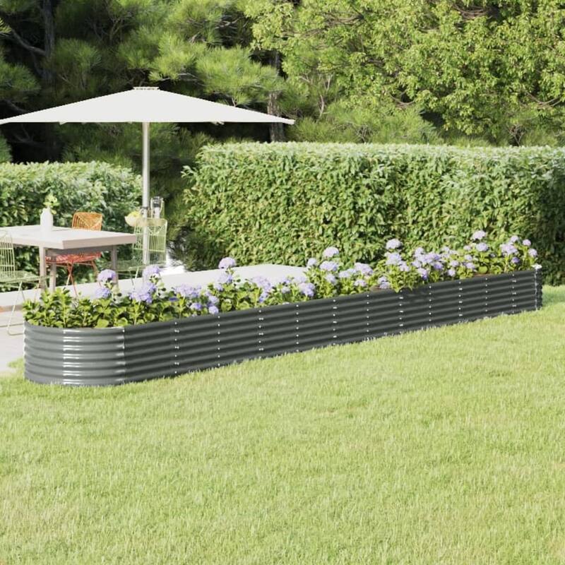vidaXL Raised Garden Bed Raised Flower Bed Galvanized Steel Outdoor Planter - 201.6"x31.5"x14.2" - Gray