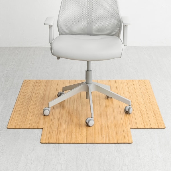 slide 2 of 9, Jani Eco Bamboo Standard Natural Chair Mat with Lip - (44 x 52), Eco-Friendly Chair Mat Brown
