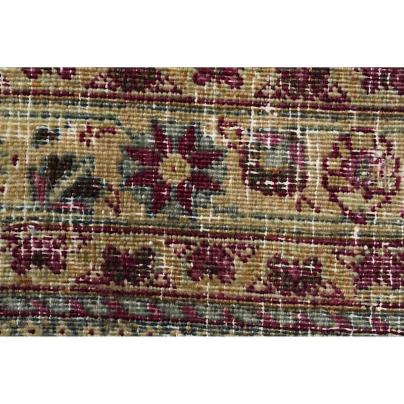 Hand Knotted Oriental 100% Wool Carpet Traditional Floral Pink Mashad Area Rug - 13' 5'' X 9' 6''