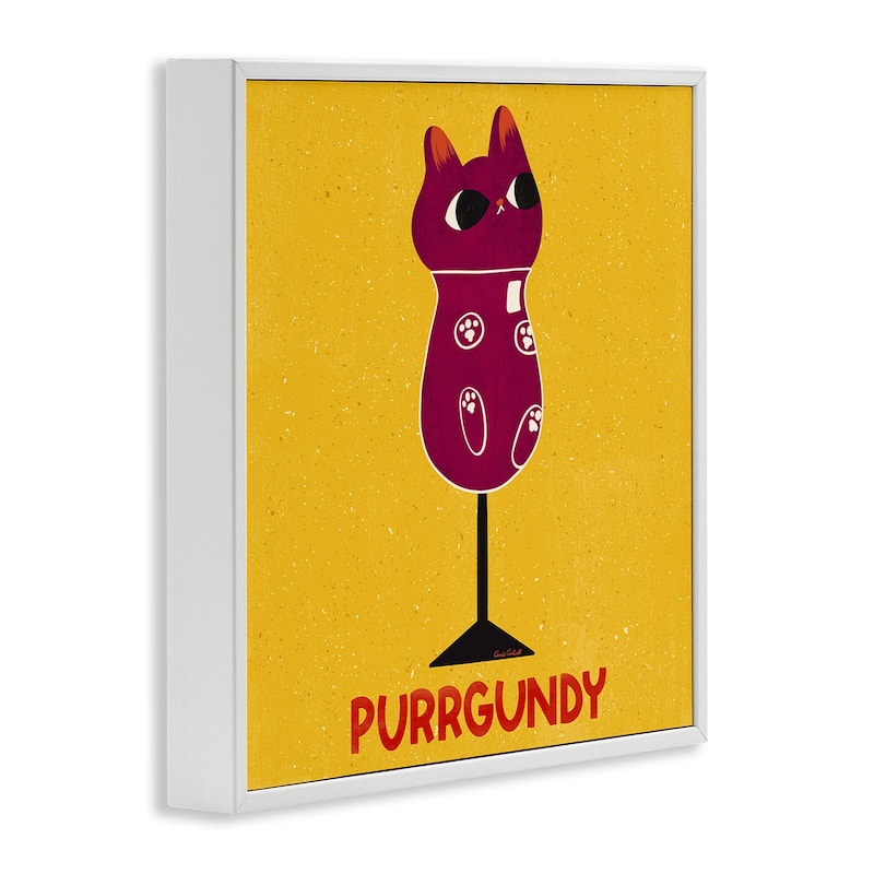 Stupell Purrgundy Cat Wine Framed Giclee Art Design By Carrie Cantwell