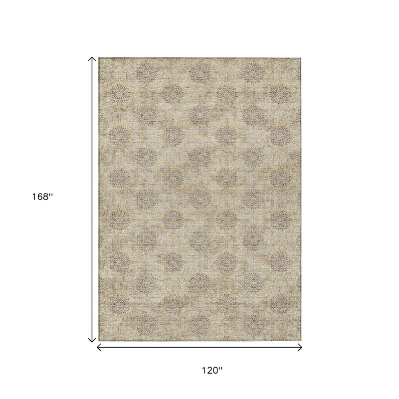 HomeRoots Damask Transitional Rectangle Outdoor Rug