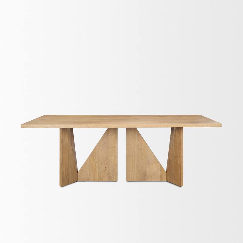 Tarro 84" Rectangular Brown Wood w/ Geometrical Base Dining Table - 84.0L x 42.0W x 30.0H