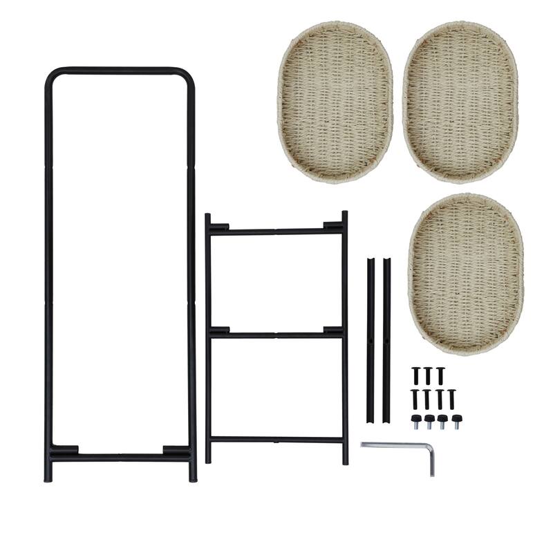 3-Tier Woven Tray Table - Oval Paper Rope Tray Table for Living Room