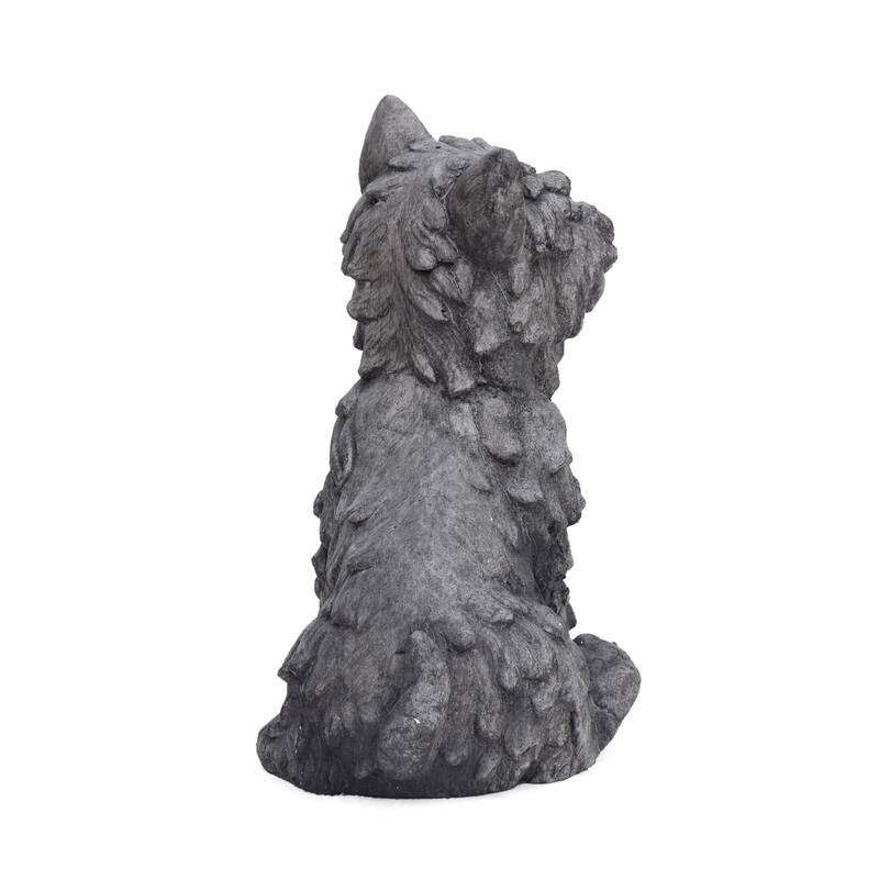 Roomfitters Cricket Dog Cast Stone Garden Statue, 15-Inch Terrier Puppy Sculpture in Lightweight Concrete, Antique Gray