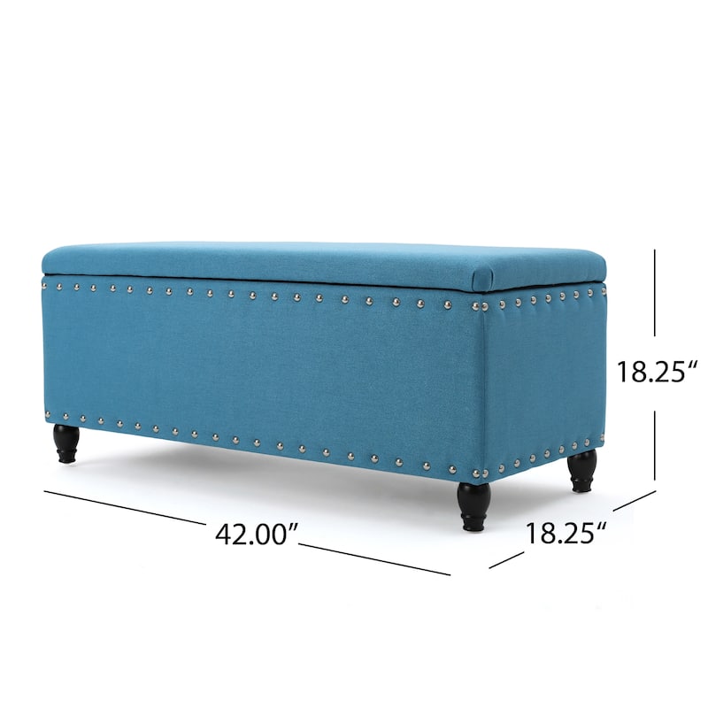 Tatiana Contemporary Fabric Storage Ottoman with Nailhead Trim by Christopher Knight Home