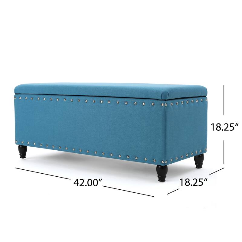 Tatiana Contemporary Fabric Storage Ottoman with Nailhead Trim by Christopher Knight Home