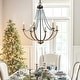 preview thumbnail 1 of 14, Mid-century Modern 6-Light Empire French Country Boho Dining Room Chandelier with Crystal Beads - D25" x H28.5"