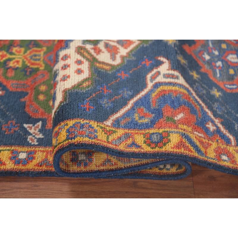 Blue Kazak Oriental Runner Rug Wool Carpet - 2'7"x 9'9"