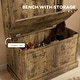 preview thumbnail 23 of 33, HOMCOM 28" 3-In-1 Entryway Hall Tree with Storage Bench, Coat Rack with Four Hooks and Shoe Storage, Gray