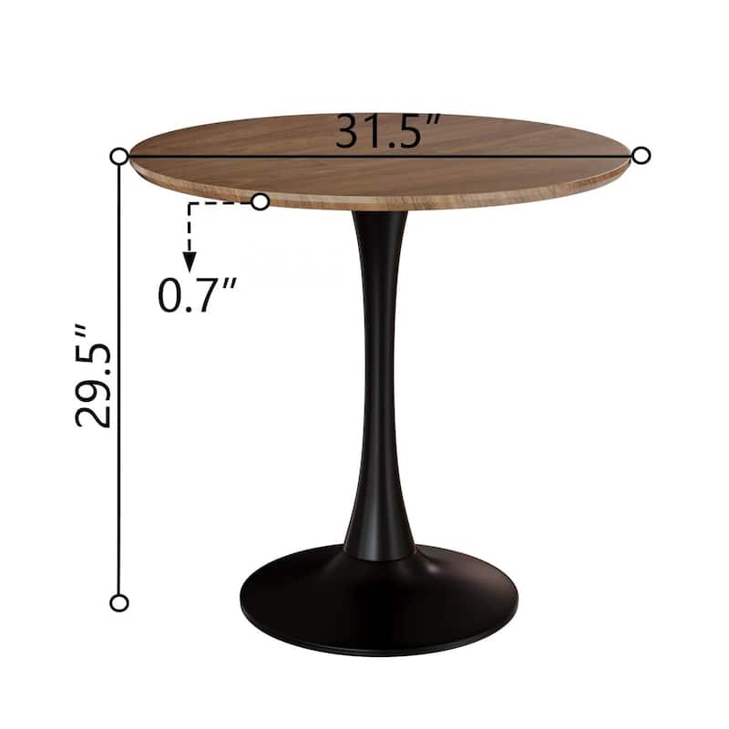 Walnut color Round Dining Table, 31.5" Tulip Table Kitchen Dining Table 2-4 People with MDF Table Top & Pedestal Base