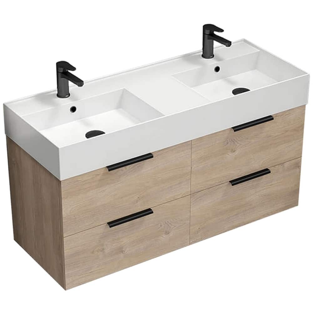 Nameeks Derin-4818-W-2 Derin 48" Wall Mounted Double Basin Vanity Set
