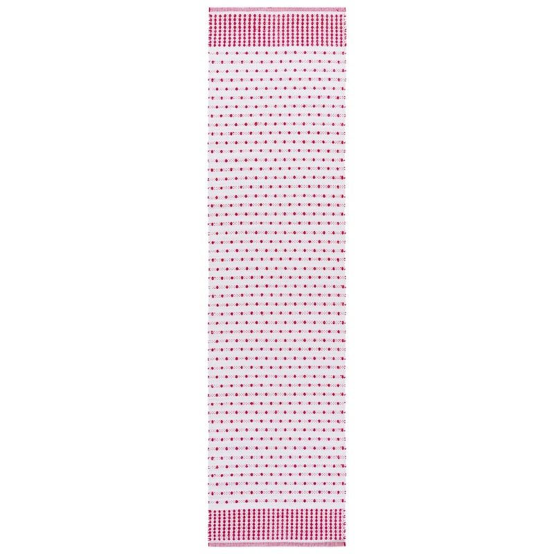 SAFAVIEH Handmade Flatweave Montauk Helena Cotton Rug - 2'3" x 9' Runner - Red/Ivory