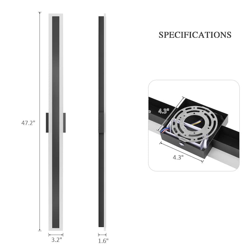 Outdoor Linear Integrated LED Wall Sconce Light Fixture with Bracket