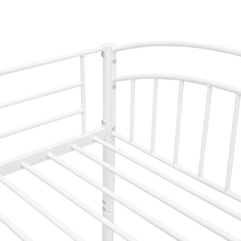Convertible Twin Over Twin Metal Bunk Bed, White, Space-Saving Design
