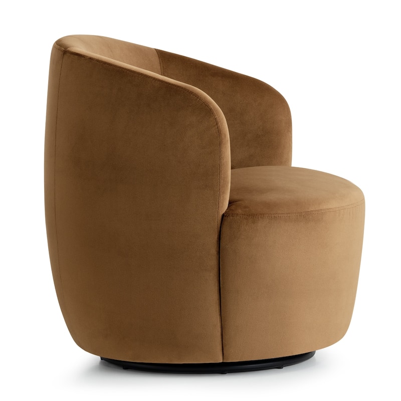 26.5" Wide Velvet Small Swivel Barrel Accent Chair