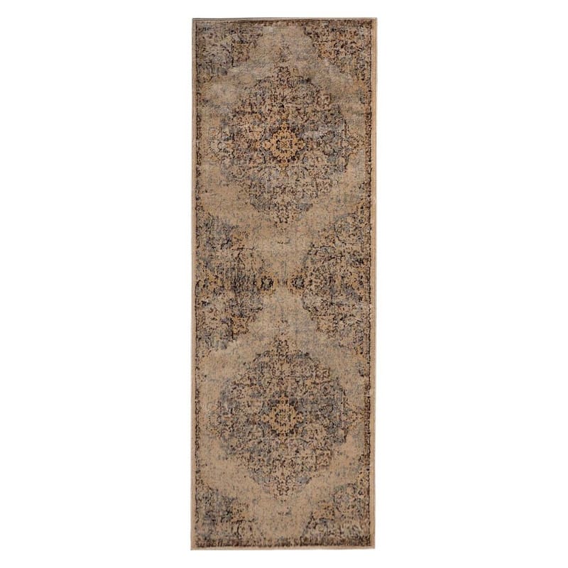 Superior Distressed Traditional Medallion Damask Runner or Area Rug
