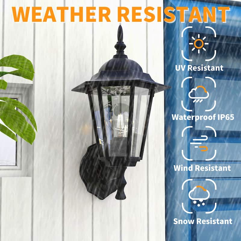 1- Light Outdoor Textured Black Wall Mount Light