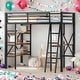 preview thumbnail 2 of 10, Twin Size Metal Loft Bed with Built-in Desk and Shelf for Home