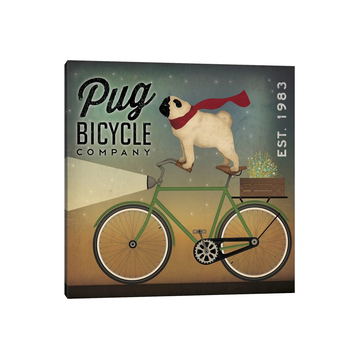 iCanvas "Pug Bicycle Co." by Ryan Fowler Canvas Print