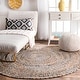 preview thumbnail 12 of 14, Nuloom Eliz Braided Denim and Jute Area Rug 4' Round - Blue
