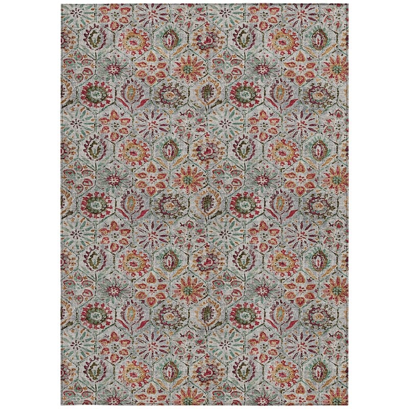 HomeRoots Floral Transitional Rectangle Outdoor Rug