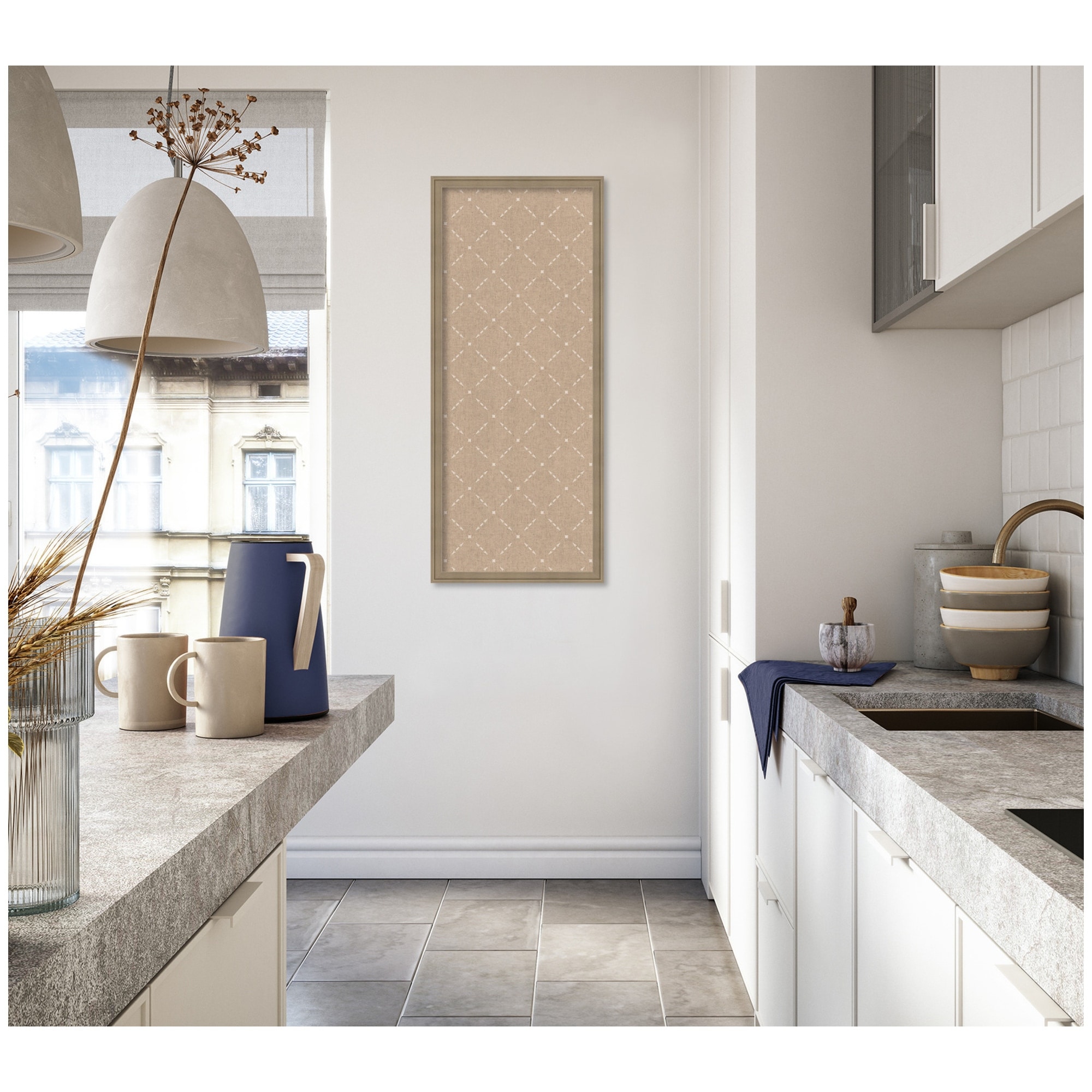 Kate and Laurel Pinboard Beige Lattice Pattern