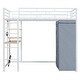 preview thumbnail 69 of 77, Twin/Full Size Loft Bed with Bulit-in Desk and LED Light, Metal Loft Bedframe with Wardrobe, Storage Shelves and Power Outlet