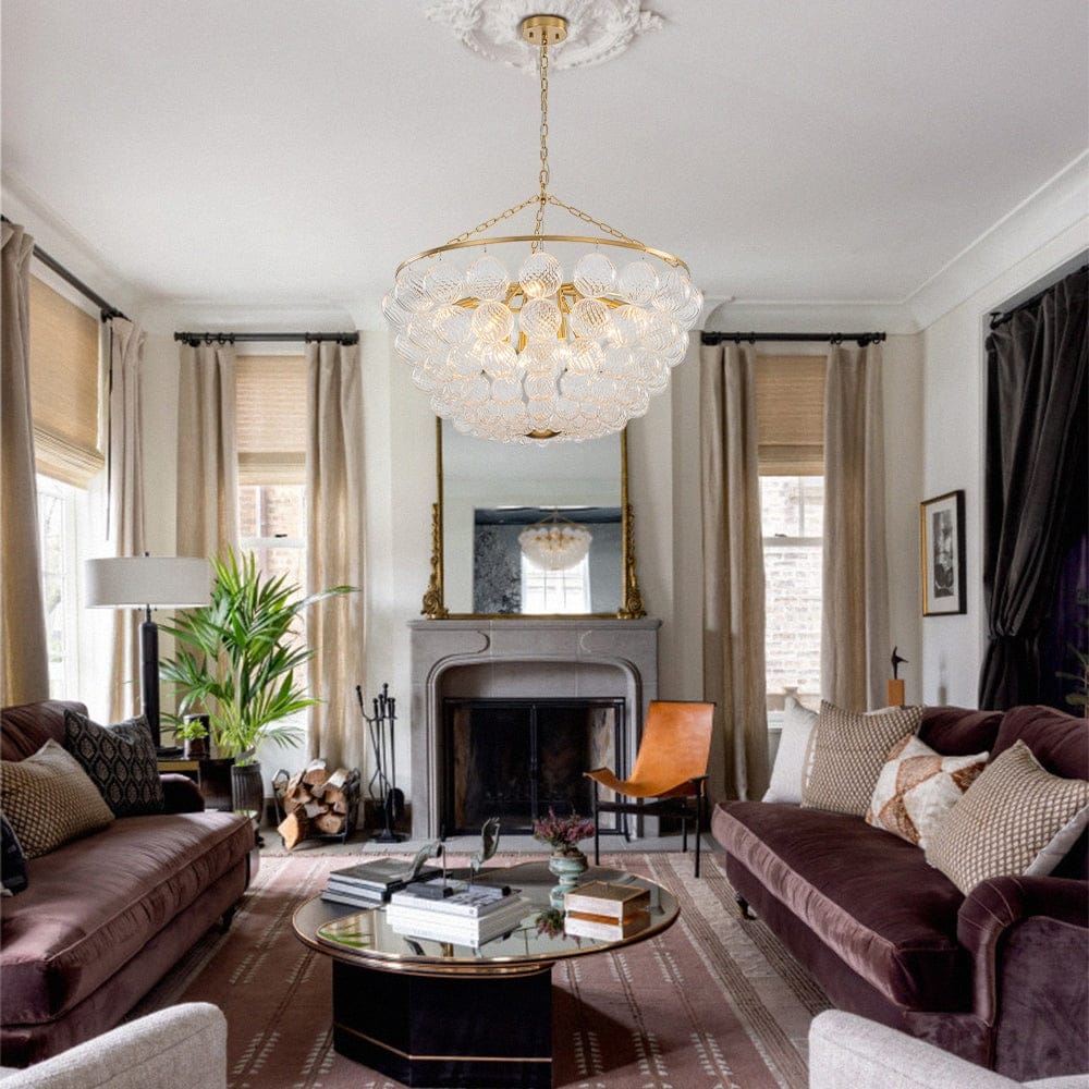 Modern Glam Bowl Twisted Glass Cluster Bubble Chandelier - On Sale