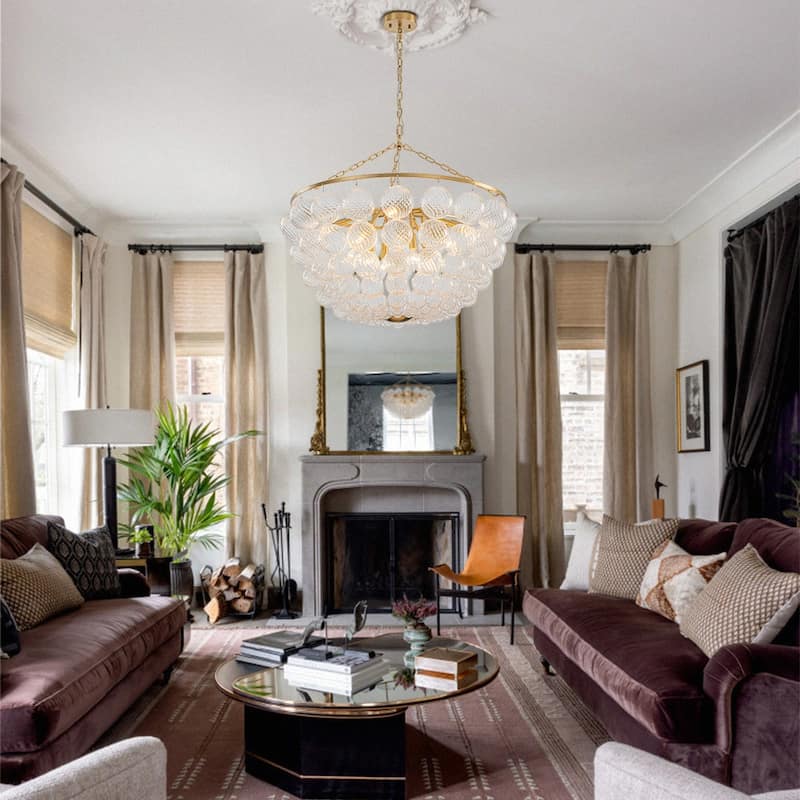 Modern Glam Bowl Twisted Glass Cluster Bubble Chandelier