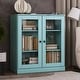 preview thumbnail 88 of 166, 100% Solid Wood 3-shelf Bookcase with Optional Doors by Palace Imports Clear Glass Doors - Aqua