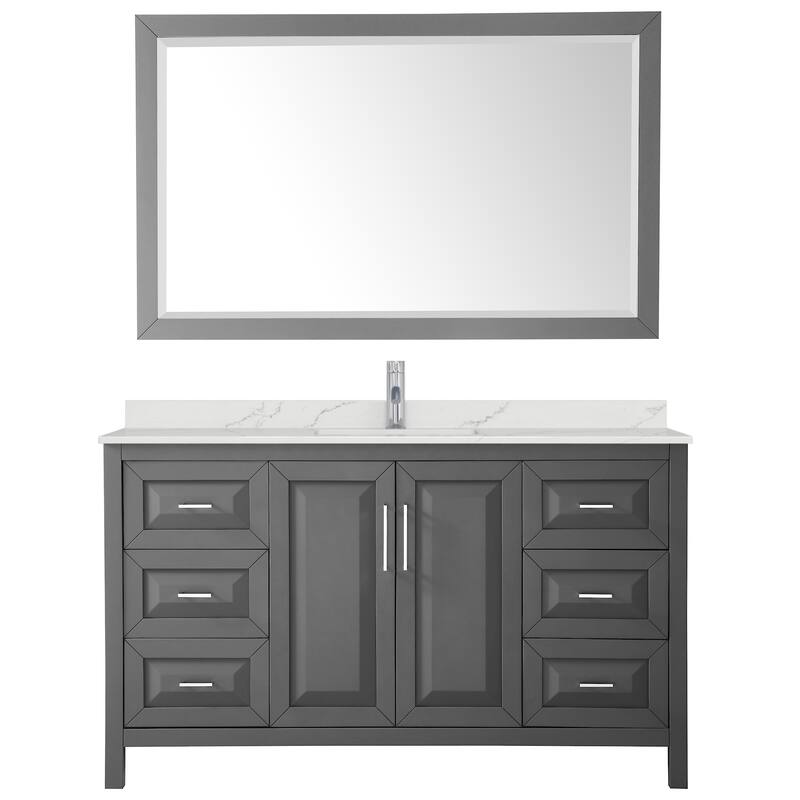 Daria 60-inch Single Vanity, Single Hole Quartz Top, 58-inch Mirror