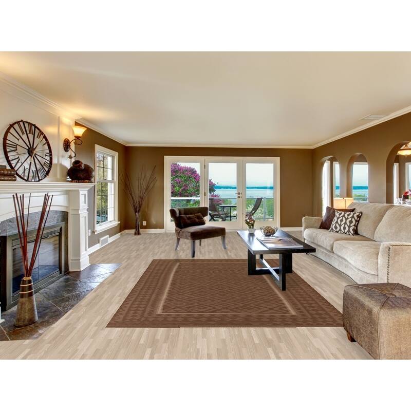 Hand Woven Oriental 100% Wool Carpet Southwestern Geometric Brown Kilim Area Rug - 9' 6'' X 6' 6''